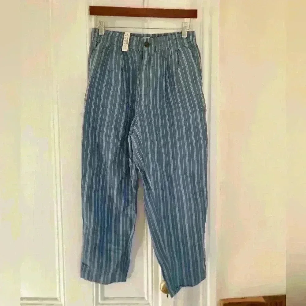Madewell Linen-Blend Track Trousers in Stripe - Picture 3 of 5